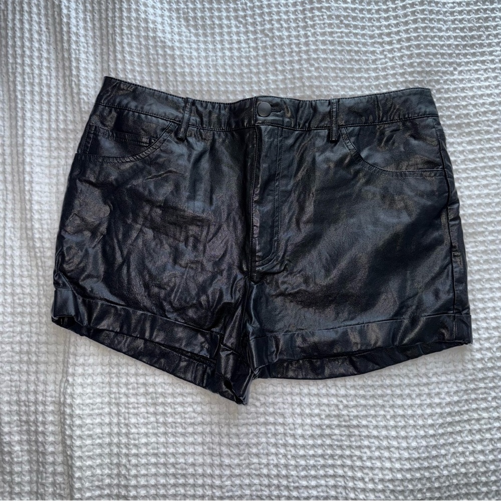 Black Faux Leather Shorts